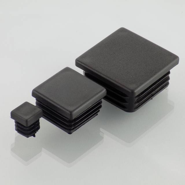 black PVC ribbed plugs for square tubes