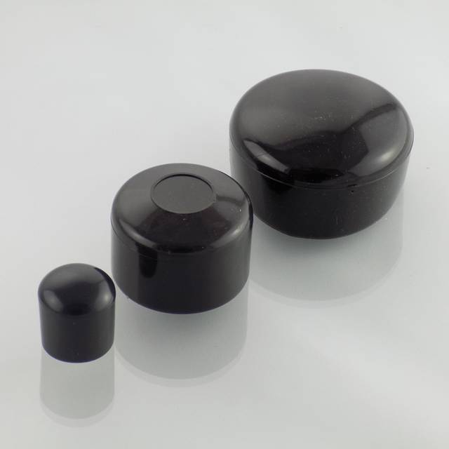 black domed PVC caps for round tubes