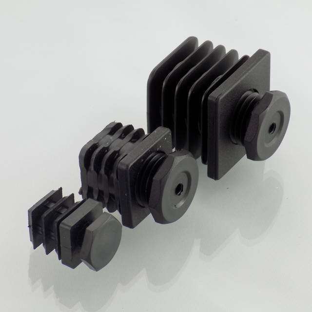 adjustable black PVC inserts for square tubes