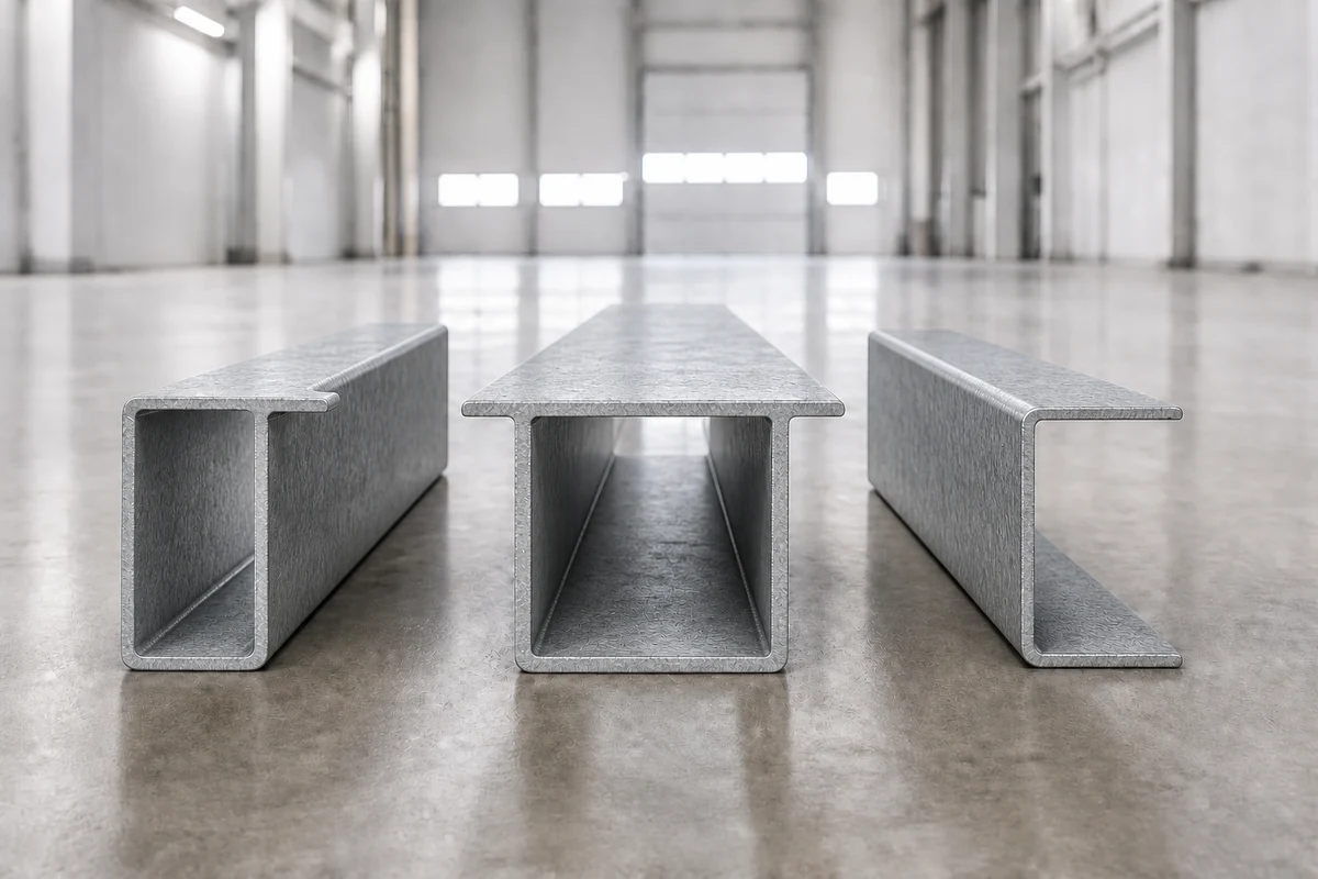 Three galvanized RP profiles with different stop geometries