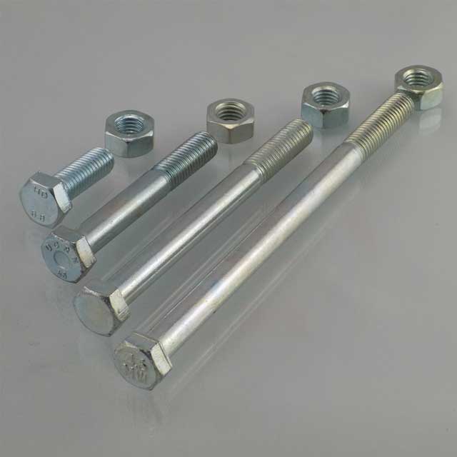 Galvanized machine screws and nuts in the Franz Huisgen warehouse